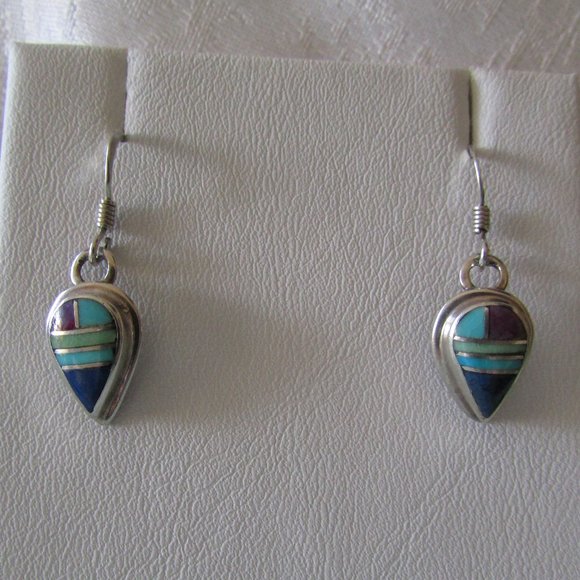 Jewelry - Turquoise Multi Stone Small Drop Earrings Sterling Silver